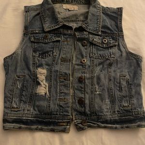 21 Denim Ladies Jean Button Down Jacket Vest.